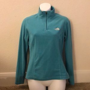 Teal north face fleece pullover, size small